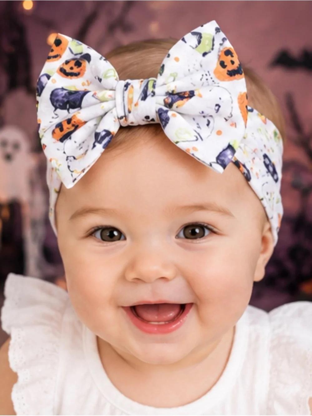 Set of 3 Baby / Infant  Halloween headband purple, white, and orange